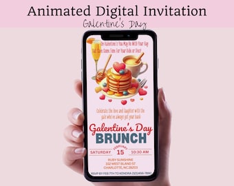 Galentine's Day Brunch Invitation Digital Customizable Editable Brunch for Friends Party Celebration Girlfriend Gathering Animated