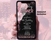 Digital Birthday Dinner Invitation Digital Birthday Invitation Pink Balloons Animated Text Invitation Birthday Girl 40th Birthday Invite