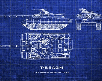 T-55AGM Ukrainian tank blueprint