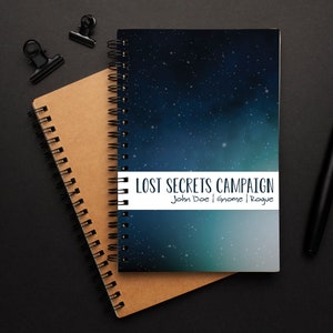 Diario de campaña personalizado / Dungeons and Dragons 5e / Black Stars / Cuaderno espiral / Diario de personajes