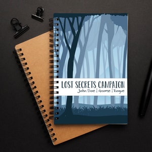 Diario de campaña personalizado / Dungeons and Dragons 5e / Blue Woods / Cuaderno espiral / Diario de personajes