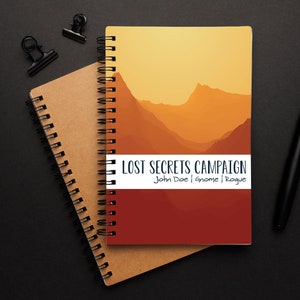Diario de campaña personalizado / Dungeons and Dragons 5e / Red Mountains / Cuaderno de espiral / Diario de personajes