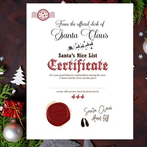 Instant Download Editable Santa Letter and Nice List Certificate, Personalised Letter From Santa ...