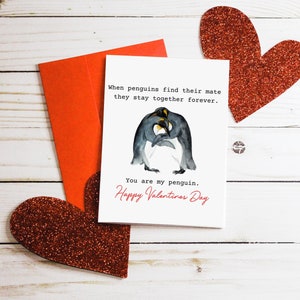 Carte de Saint Valentin imprimable, carte de Saint Valentin modifiable, vous êtes mon pingouin, pingouin Saint Valentin, jolie carte de Saint Valentin, Couple de pingouin, amour