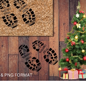 Santa Clause Snow Footprints and Reindeer Prints Vinyl Christmas Stickers Decor SVG & PNG