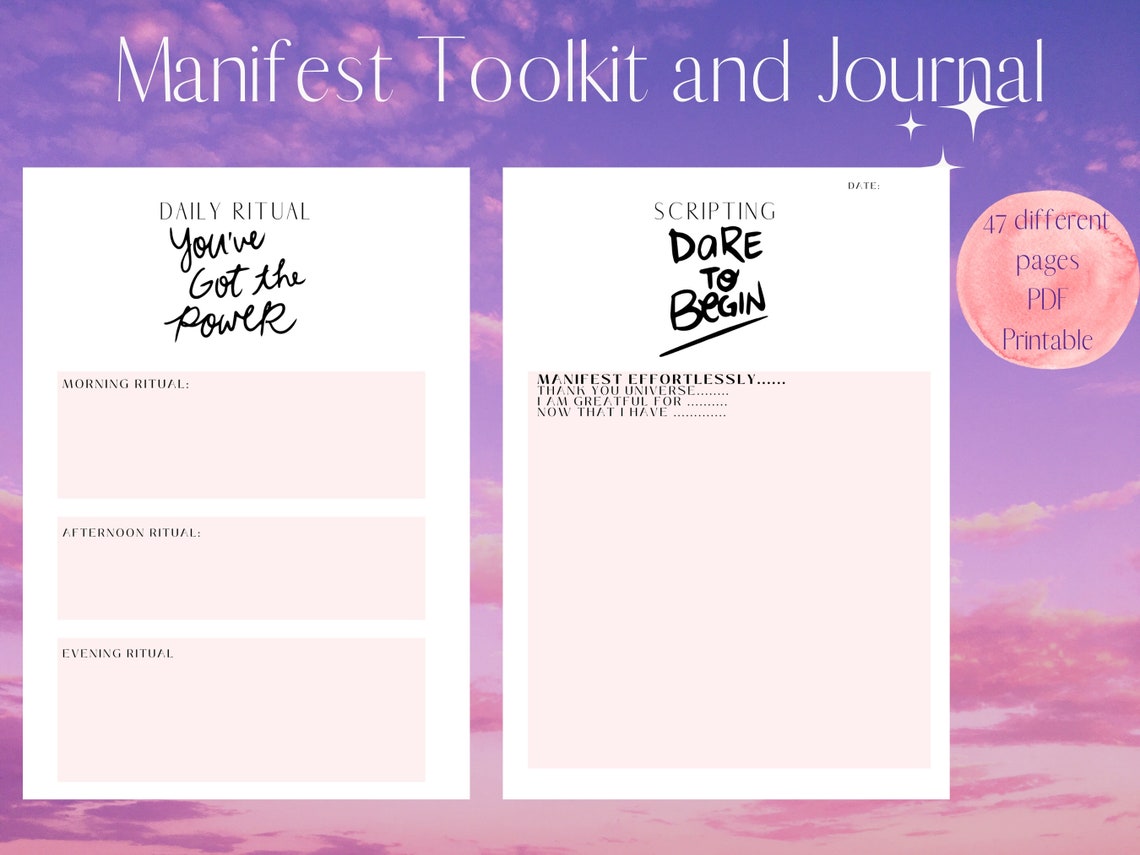 Manifestation Planner Printable Dream Journal Digital Spirituality ...