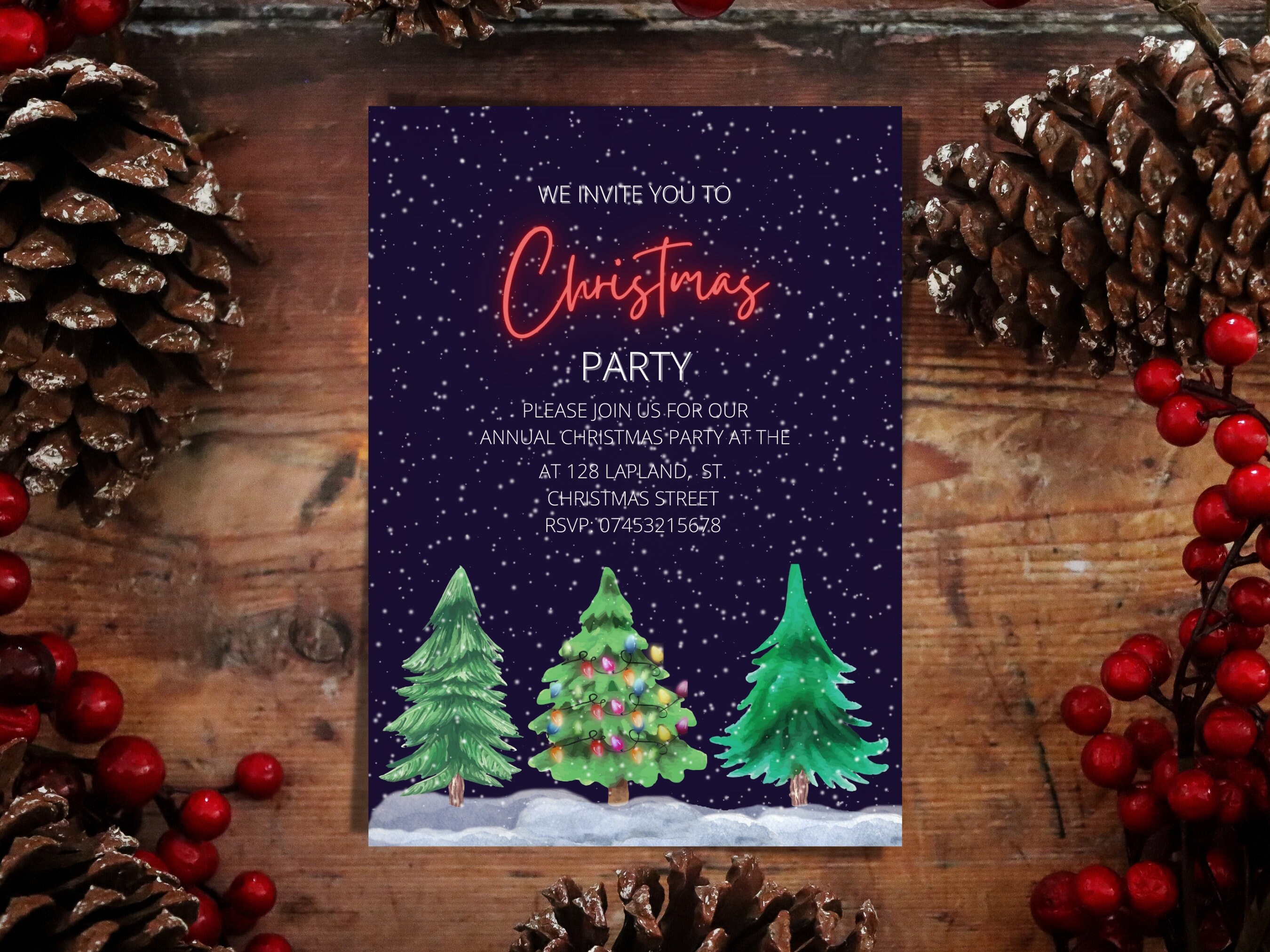 Editable Christmas Party Invitation, Christmas Party Invite, Christmas ...