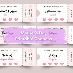 Mother’s Day Coupon Book, Mother&#39;s Day Gift, Personalized Editable Gift for Mom, Instant Download, Mom Editable Template, Digital Download