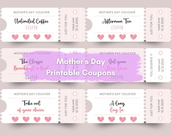 Mothers Day Coupons | Mothers Day Coupon Book | Mothers Day Coupons Printable | Mothers Day Printable PDF | Last Minute Mothers Day Gifts