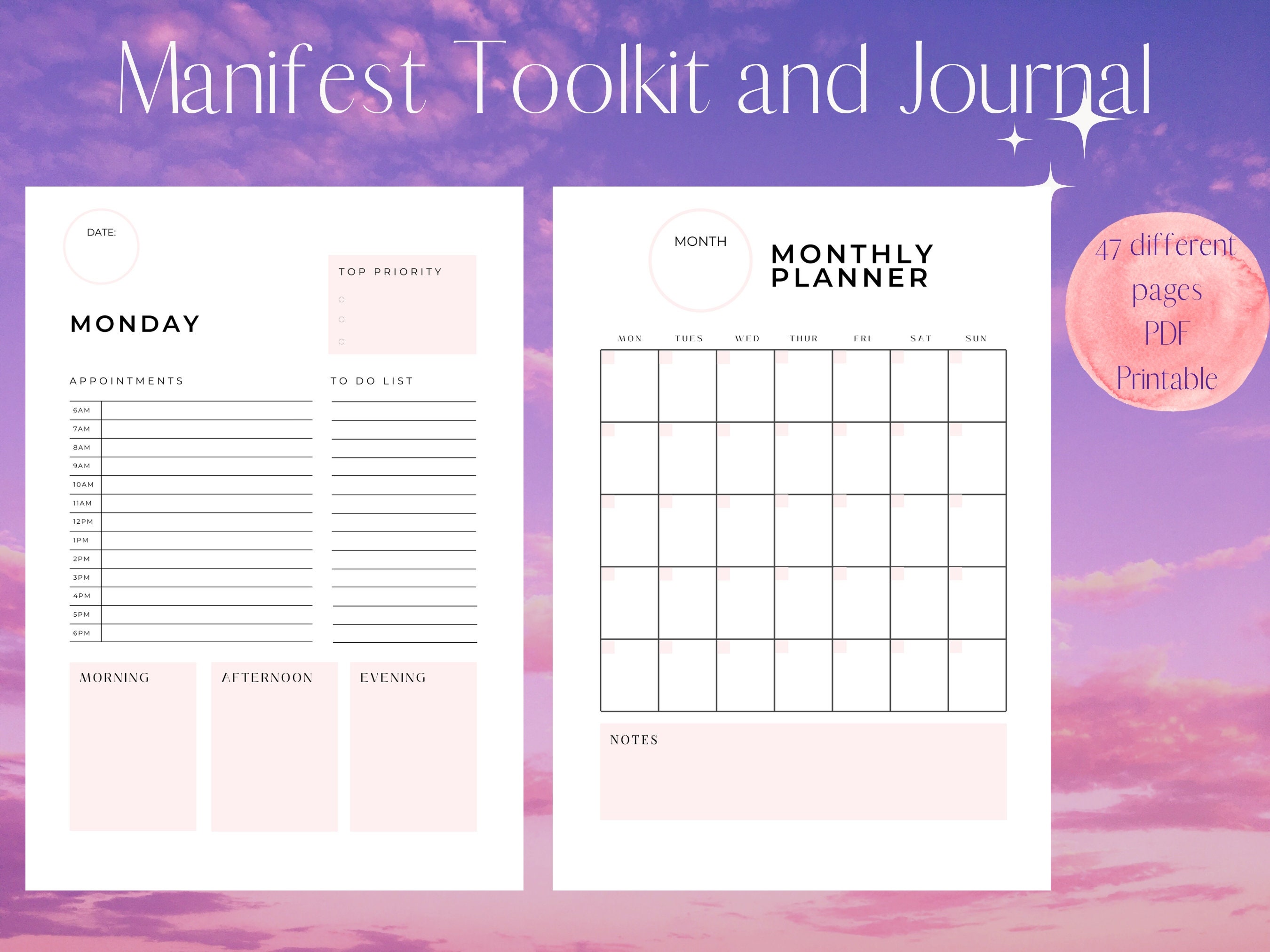 Manifestation Planner Printable Dream Journal Digital Spirituality ...