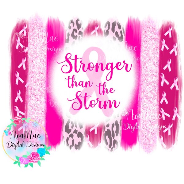 Breast Cancer Ribbon Brush Stroke digital download for sublimation tumbler