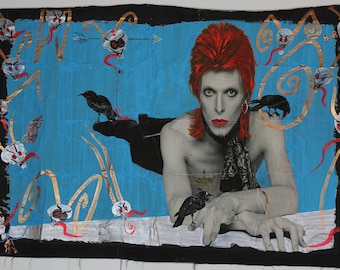 David Bowie "Diamond Dog" Giant Ziggy Stardust Rock Art Acryl Mixed Media Origineel schilderij: Michael Houghton II NYC Rock Punk Couture