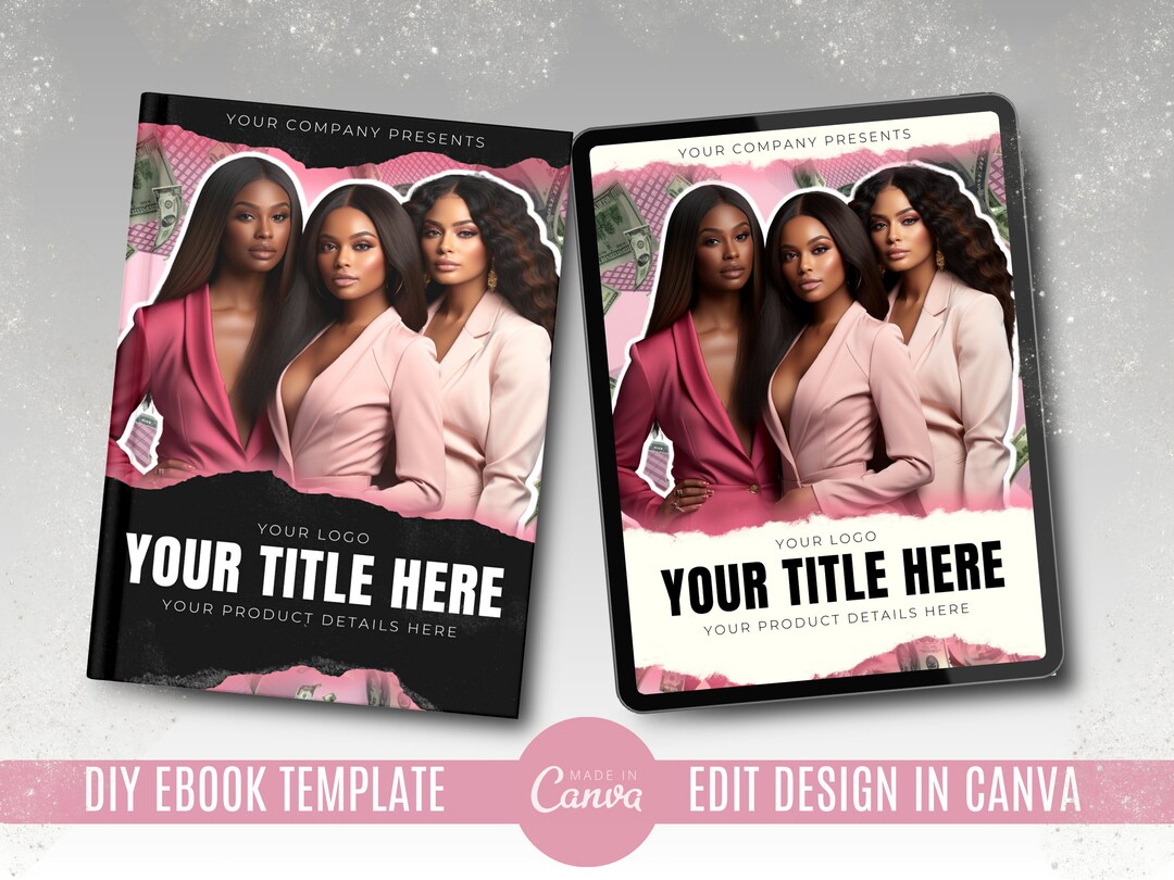 Ebook Cover Template, Black and White DIY Ebook Cover, Editable Canva