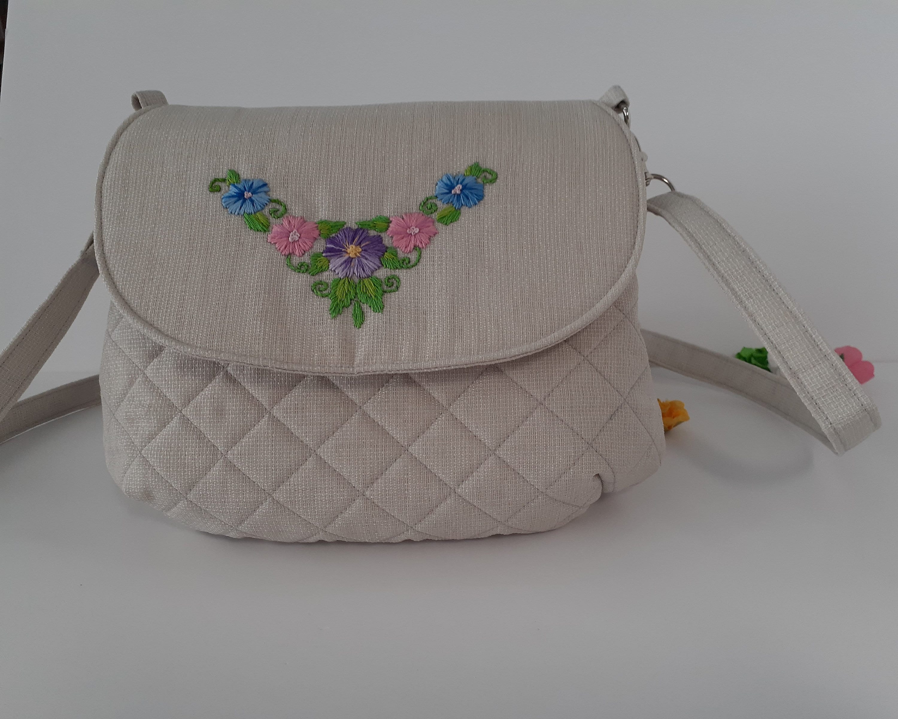 Embroidered /quilted Shoulder/crossbody Bag, Adjustable