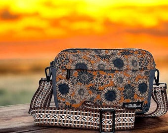 Floral Print, Cork, Dual Zip Crossbody