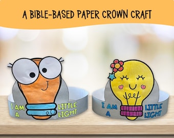 I Am A Little Light, Light Bulb Paper Crown - Fall Bible Craft for Kids