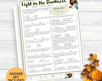 Light in the Darkness, Printable Bible Trivia Game for Teens & Adults