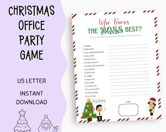Festa di Natale in ufficio Chi conosce il capo Il miglior gioco - Divertente gioco di festa di lavoro di Natale - PDF - Download digitale