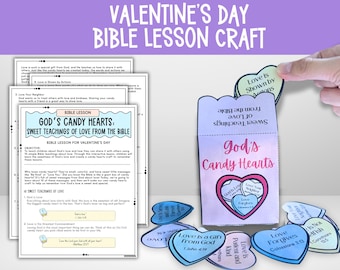 Valentine's Day Bible Lesson Craft, God's Candy Hearts Craft, Bible Teachings of Love Activity for Kids Sunday School or Homeschool