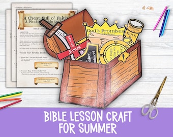 Pirate-Themed Bible Lesson Craft for Summer, Build a Treasure Chest Activity for Christian Kids at Sunday School, Homeschool or VBS