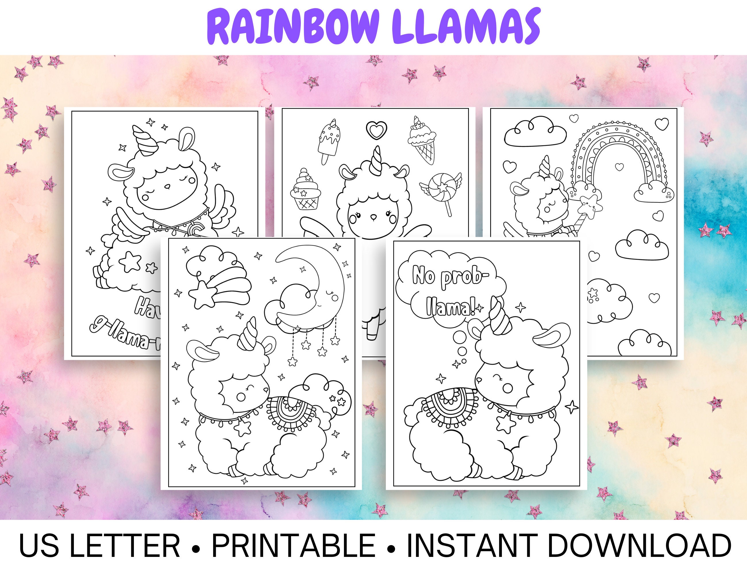 Rainbow Llama Coloring Pages - Printable Llamacorn Coloring Pages for ...