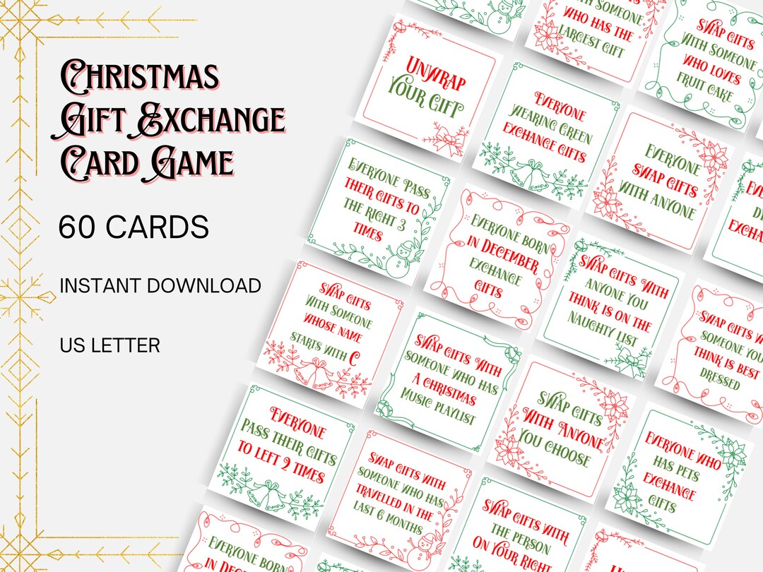 Christmas Gift Exchange Cards Christmas Party Gift Game - Etsy