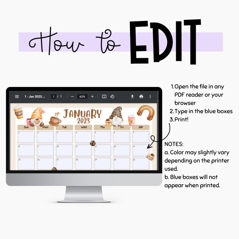 EDITABLE/FILLABLE March 2024 Gnome Calendar, St. Patrick Day Gnome Monthly Calendar, Printable
