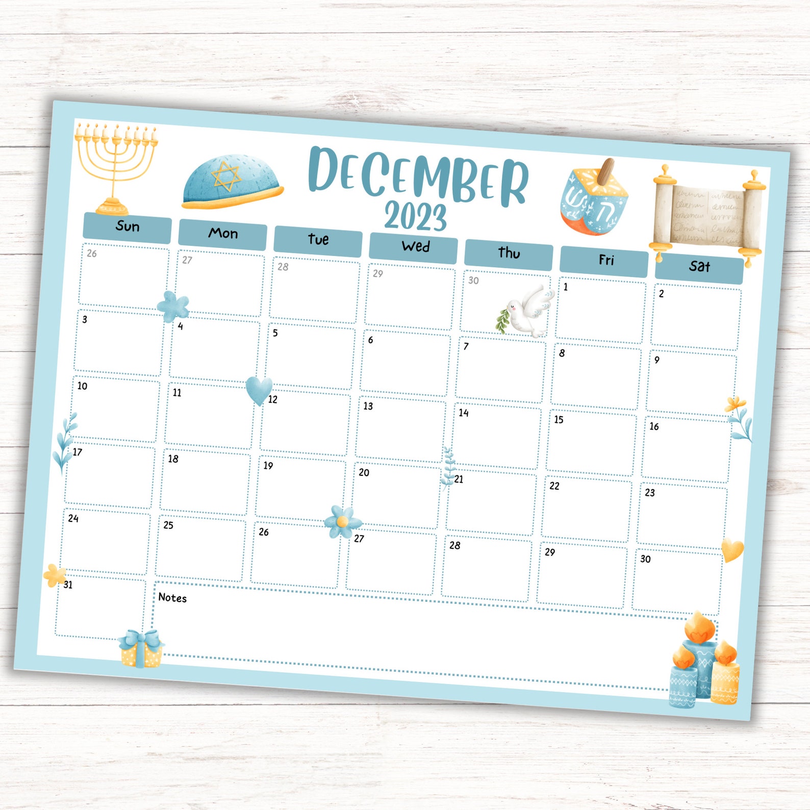 December 2023 Hanukkah Themed Calendar Editable Hanukkah Themed December 2023 Hanukkah Themed Calendar Editable Hanukkah Themed