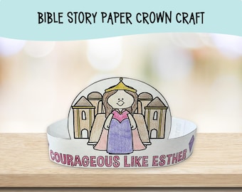 Queen Esther Bible Story Paper Crown Craft for Sunday School Kids