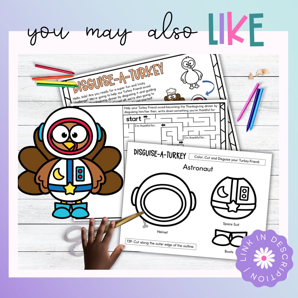 Turkey Dress up Activity Kit for Kids, Thanksgiving Craft and Coloring ...