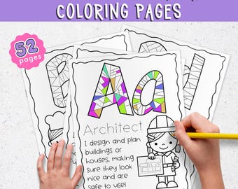 Community Helpers ABC Coloring Pages for Preschool, Toddlers and Homeschool Families, Educational and Fun Labor Day Activity for Kids