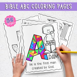 Páginas para colorear del ABC de la Biblia para familias cristianas que educan en el hogar y maestros de escuela dominical. Actividad para colorear del alfabeto con temática bíblica imprimible