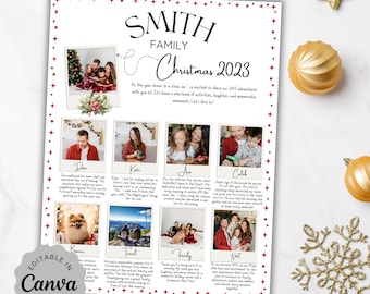 Boletín de Navidad, Resumen del año, Boletín familiar, Boletín de vacaciones, Tarjeta con foto de vacaciones, Carta de Navidad