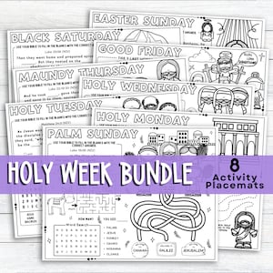 Oster-Story-Tischset, Karwochen-Bundle, Fastenzeit-Tischset zum Ausmalen für Kinder für die Sonntagsschule oder den Schulbesuch