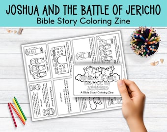 ヨシュアとエリコの戦い聖書物語ぬりえ冊子（子供向け）｜印刷可能なミニブック｜日曜学校向けアクティビティ