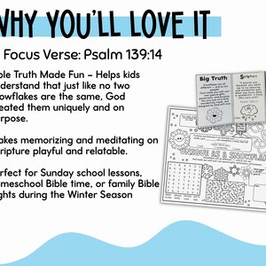 Snowflake Scripture Snowflake Themed Bible Activity Set for Winter, Sunday School and ...