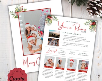Christmas Newsletter, Year In Review, Family Newsletter, Holiday Newsletter, Holiday Photo Card, Christmas Letter