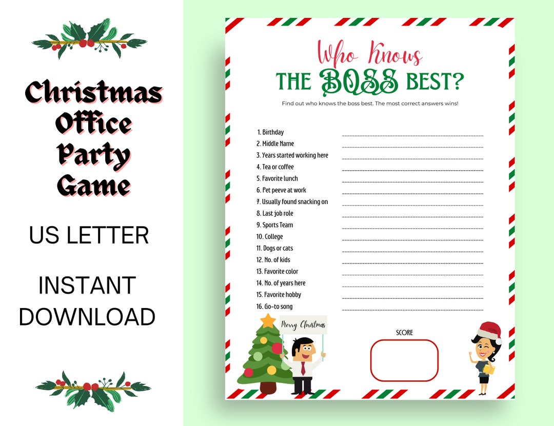 Christmas Office Party Who Knows the Boss Best Game Fun - Etsy