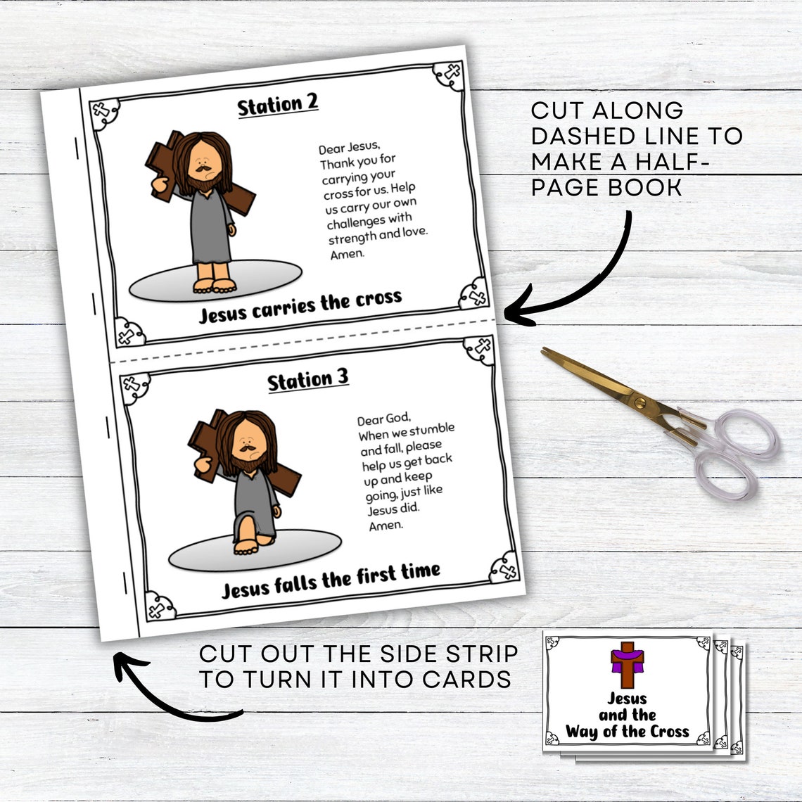 Stations of the Cross Printable for Kids, Jesus Way of the Cross