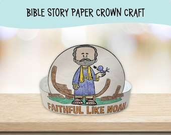 Noah's Ark Bible Story Paper Crown Craft for Sunday School Kids