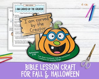 Pumpkin Bible Lesson Craft for Fall or Halloween, Build a Jack-o-Lantern Craft Activity for Kids Sunday School or Homeschool