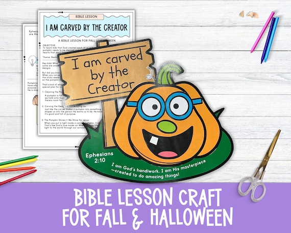 Pumpkin Bible Lesson Craft for Fall or Halloween, Build a Jack-o-Lantern Craft Activity for Kids Sunday School or Homeschool