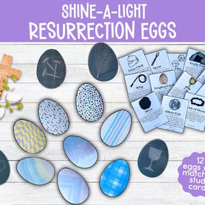 Shine-a-light Auferstehungs-Eier und Osterstudienkarten, Bibelhandwerk für Ostern, Taschenlampenaktivität für die Sonntagsschule oder Homeschool für Kinder