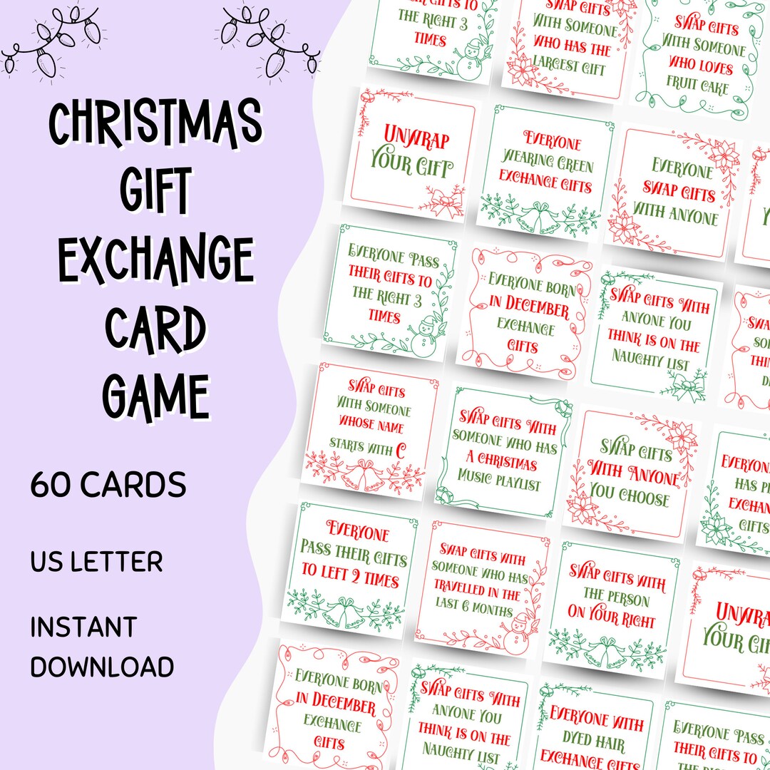 Christmas Gift Exchange Cards Christmas Party Gift Game PDF Instant