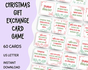 Christmas Gift Exchange Cards - Christmas Party Gift Game - PDF - Instant Download