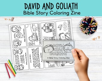 ダビデとゴリアテの聖書物語ぬりえミニブック（子供向け）｜印刷可能なミニブック｜日曜学校のアクティビティ