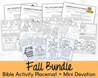 Herfstbundel Bijbelactiviteitenset, Bijbelles + afdrukbare activiteitenplacemat + toewijdingsboekje (SOAP-methode) voor kinderen zondagsschool
