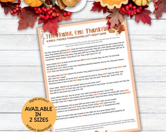 Thanksgiving Bible Themed Left Right Game for Sunday School or Church Teen and Adults Activities