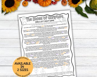 The Bones of Scripture Left Right Game for Sunday School or Church Teen and Adults Activities