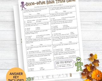 Bone-afide Bible Trivia, Printable Halloween-Season Game for Teens & Adults